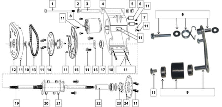 REAR SWING ARM & AXLE ASSY