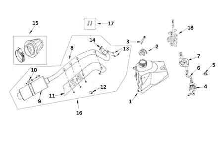 Fuel tank and exhaust