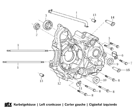 Intern motor Left crankcase