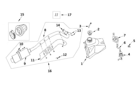 Fuel tank and exhaust