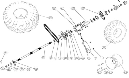 REAR AXEL AND WHEELS