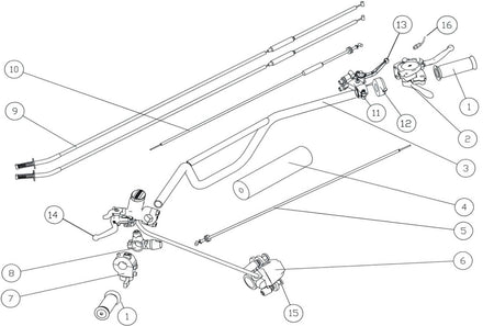 HANDLEBAR, CABLES AND LEVERS