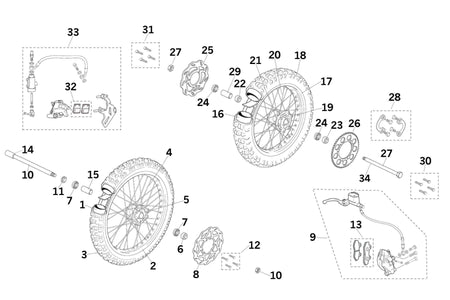 Front wheel and brakes